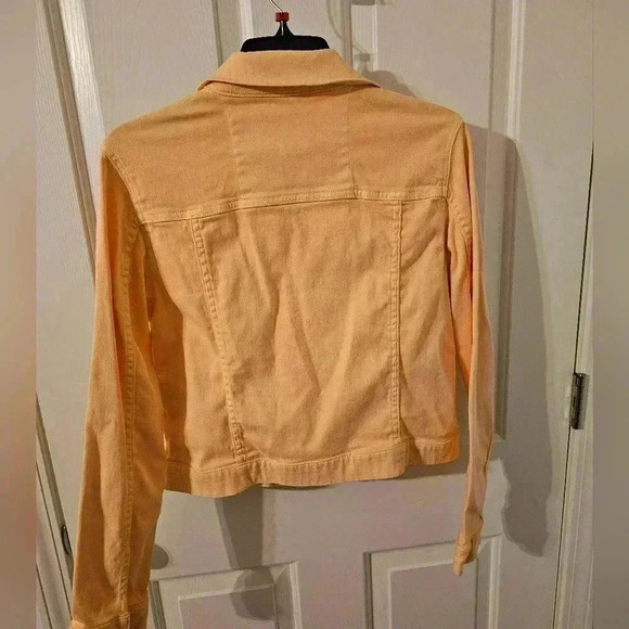 Michael Kors Peach Stretch Denim Jacket Gold Button Size M - Picture 4 of 5